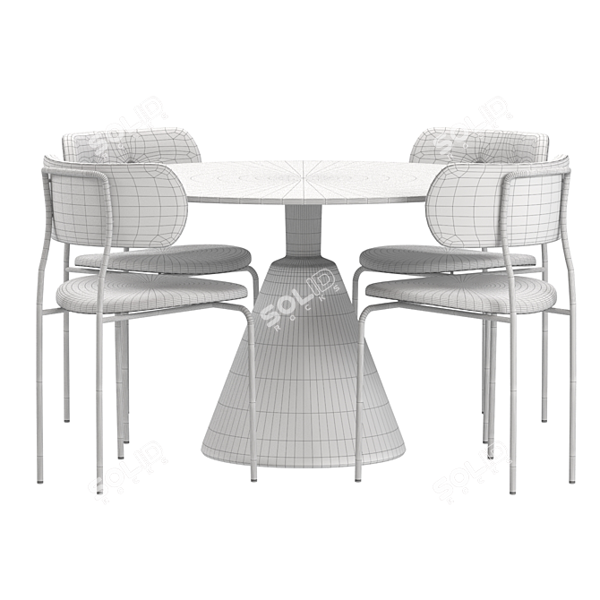 Rustic Reclaimed Wood Dining Set 3D model image 4