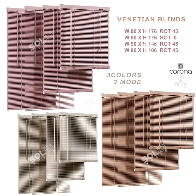 Adjustable Venetian Blinds 3D model image 3