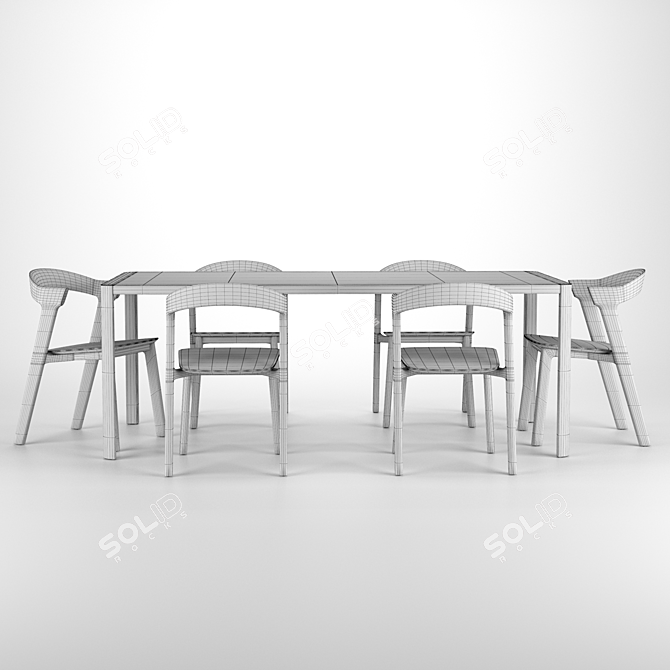 Teak Bok Chair Dining Set 3D model image 2