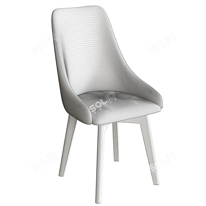 Hank Compact Wooden Leg Chair 3D model image 5