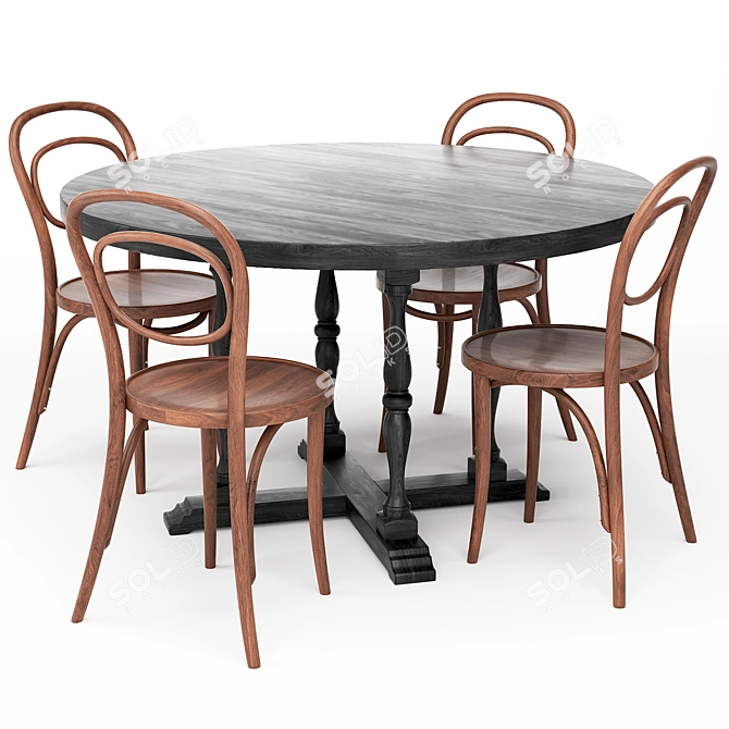 Classic Dining Table Set 3D model image 1