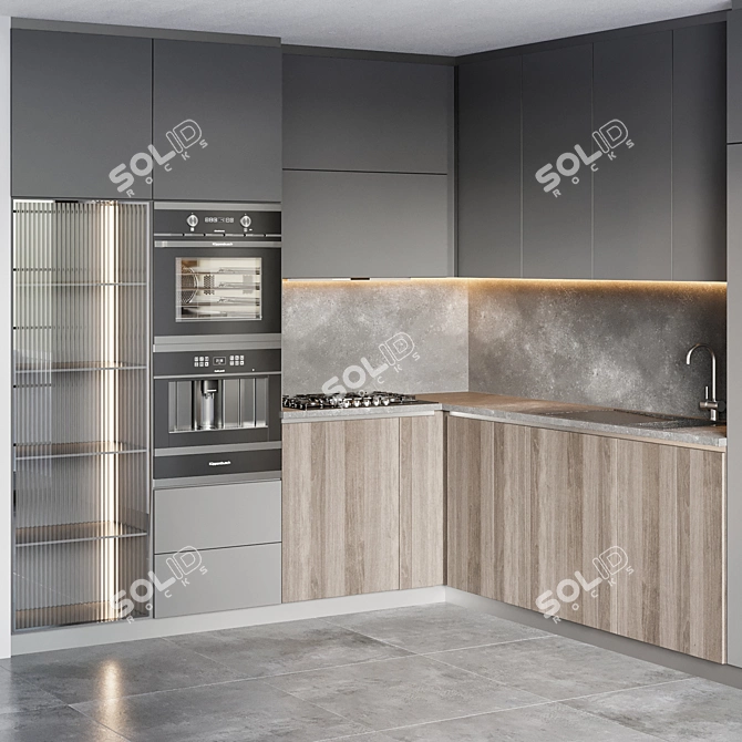 Modern Kitchen 014: High-Quality, V-Ray & Corona Compatible 3D model image 3