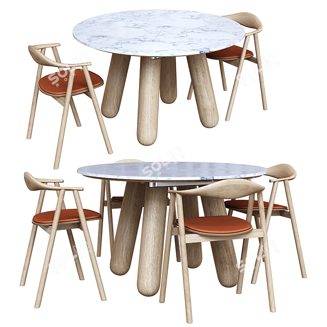 Bolia Swing Dining Chair & Balance Table Set 3D model image 2