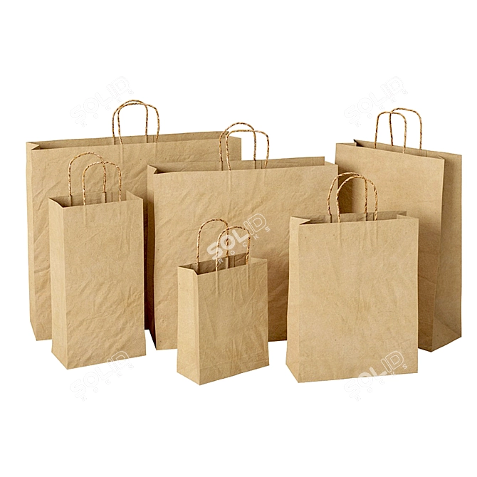 MeshSmooth Paper Bags Set 3D model image 1