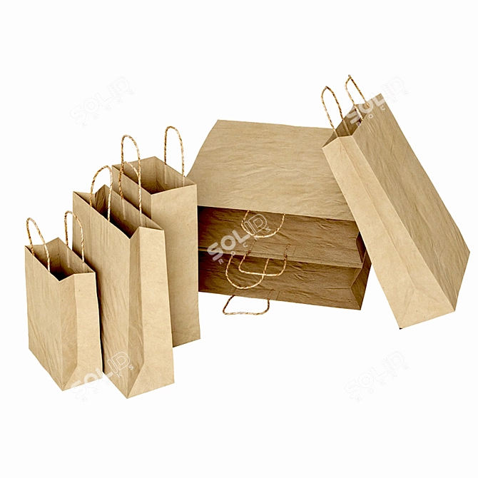 MeshSmooth Paper Bags Set 3D model image 6