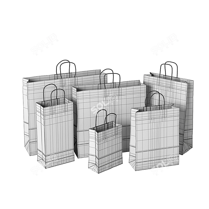 MeshSmooth Paper Bags Set 3D model image 7