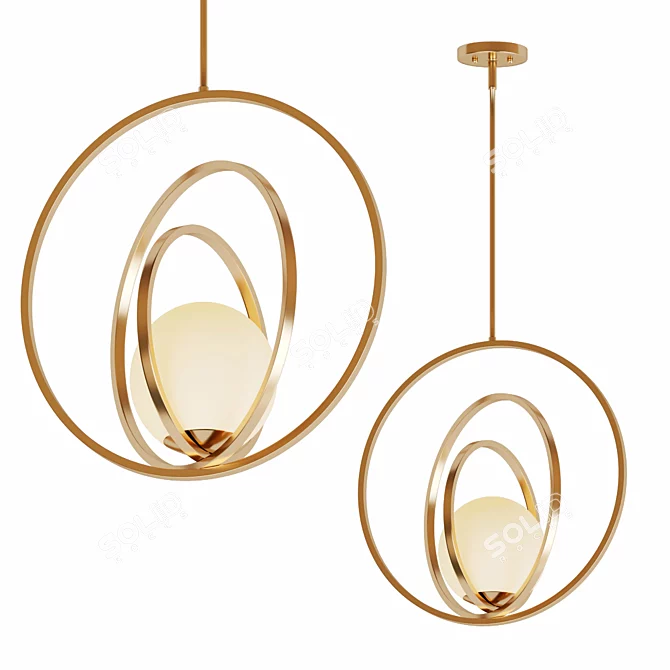 Modern Satin Brass Pendant Light 3D model image 1