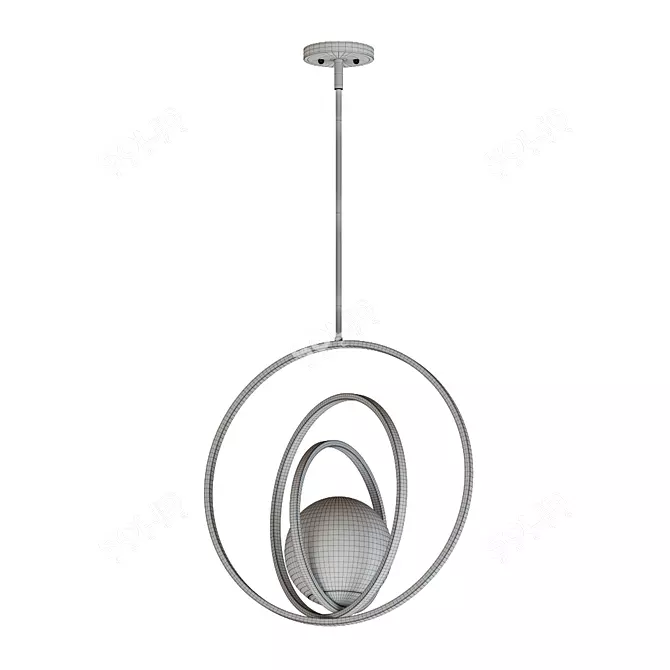 Modern Satin Brass Pendant Light 3D model image 2