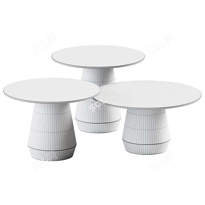 Elegant Charlotte Triple Center Coffee Tables 3D model image 2