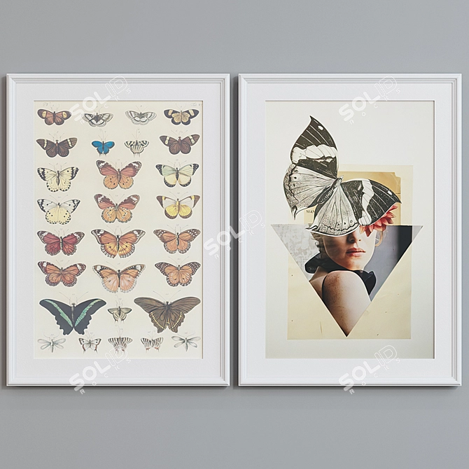 Butterfly Frame Set 330 - Modern Style with Classic Profile - 5 Colors - 70x50 Size 3D model image 2