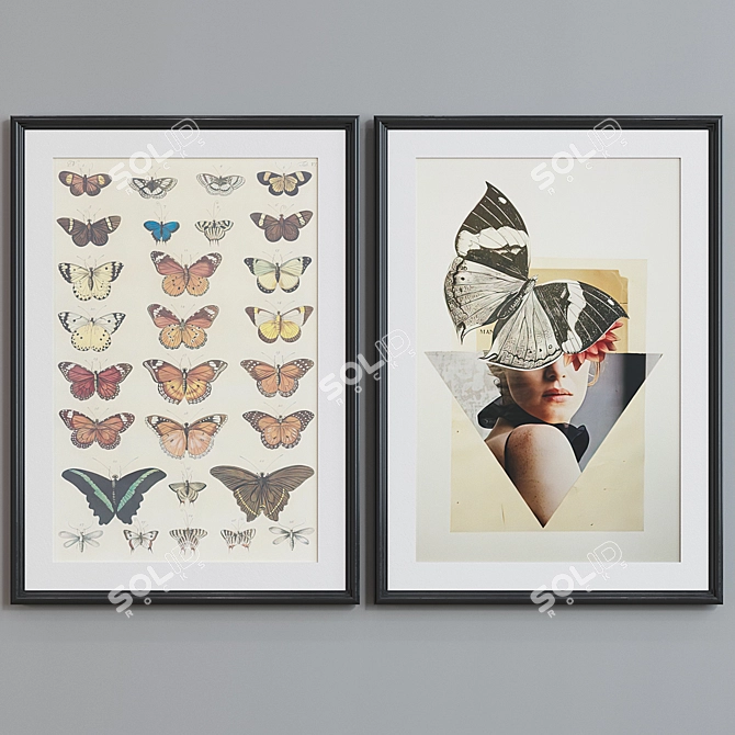 Butterfly Frame Set 330 - Modern Style with Classic Profile - 5 Colors - 70x50 Size 3D model image 3