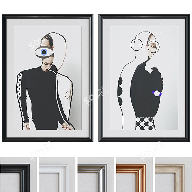  Modern Abstract Portrait Picture Frame Set 3D model image 1