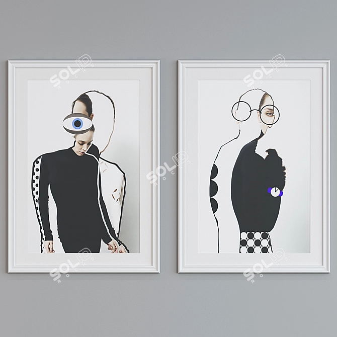  Modern Abstract Portrait Picture Frame Set 3D model image 2