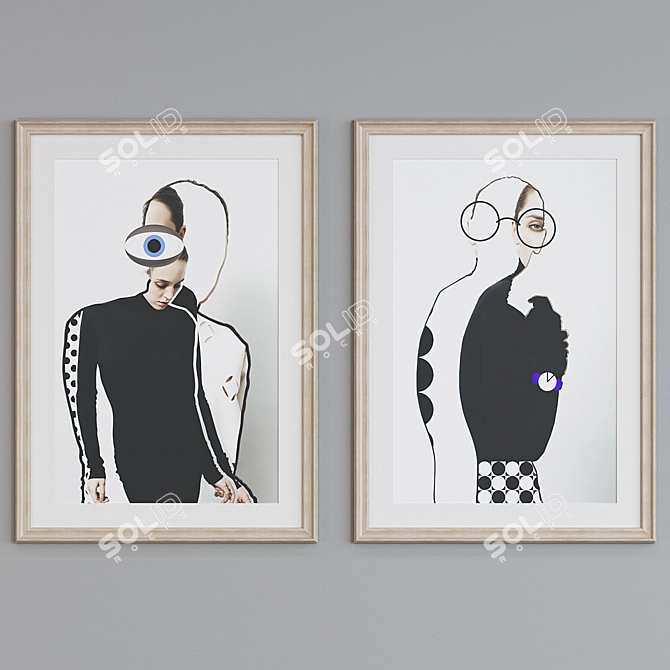  Modern Abstract Portrait Picture Frame Set 3D model image 3