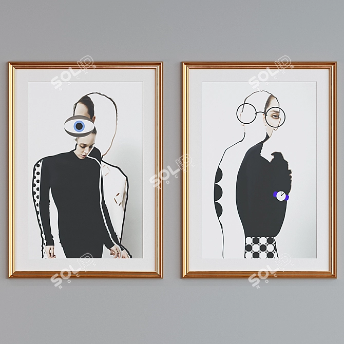  Modern Abstract Portrait Picture Frame Set 3D model image 4