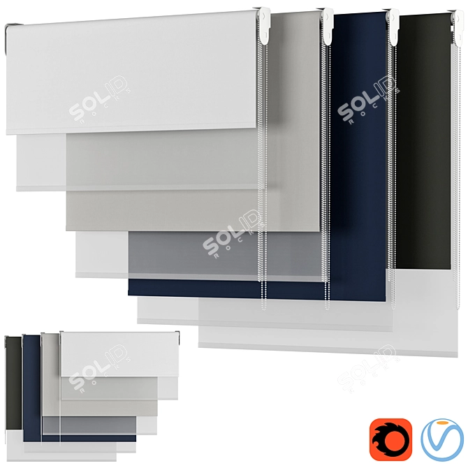 Dual Roller Shades | Customizable Roller Blind 3D model image 1