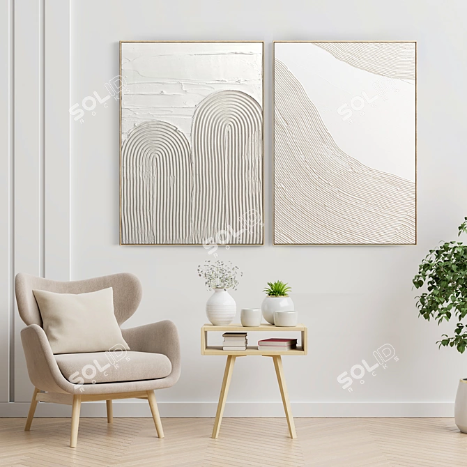 Dual Frame: Plaster Elegance 3D model image 3