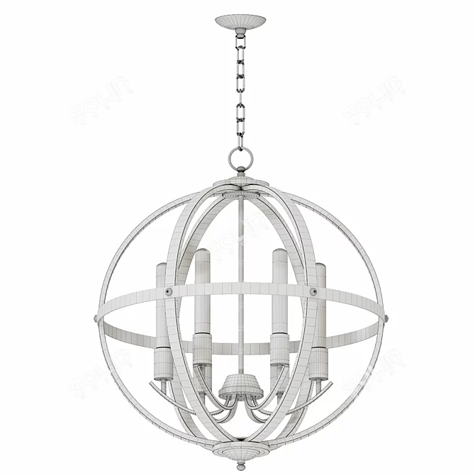 Wide Dark Bronze Orb Chandelier 3D model image 3