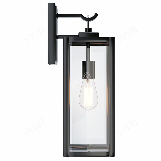 Sleek and Modern Matte Black Wall Light 3D model image 2