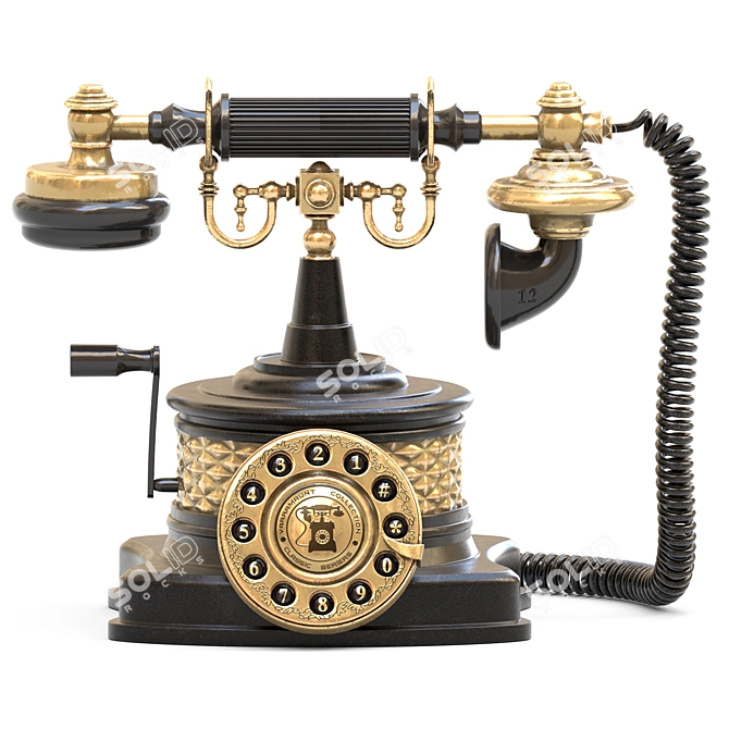 Vintage Brass Accents Telephone 3D model image 4