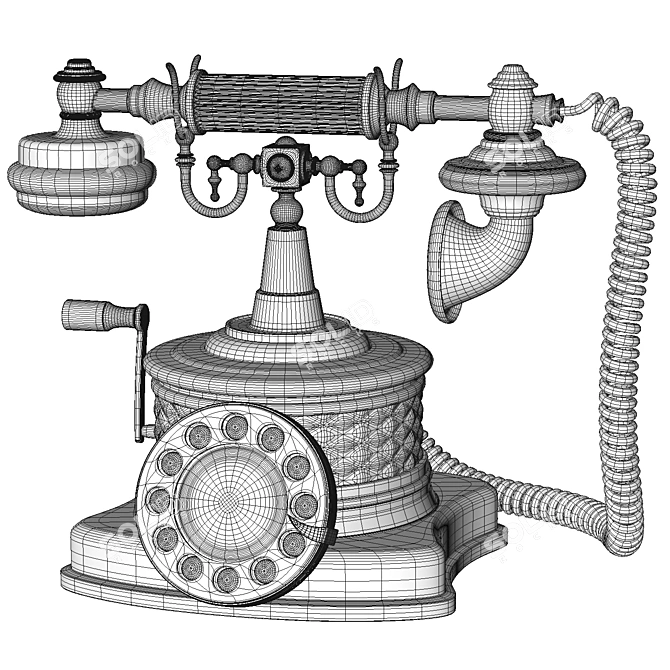 Vintage Brass Accents Telephone 3D model image 6