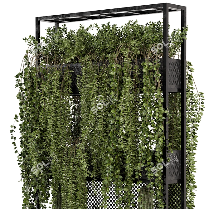 Modern Metal Stand with Hanging Indoor Plants 3D model image 4