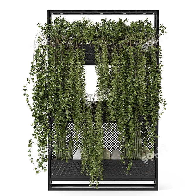 Modern Metal Stand with Hanging Indoor Plants 3D model image 5