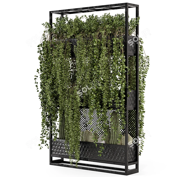 Modern Metal Stand with Hanging Indoor Plants 3D model image 6