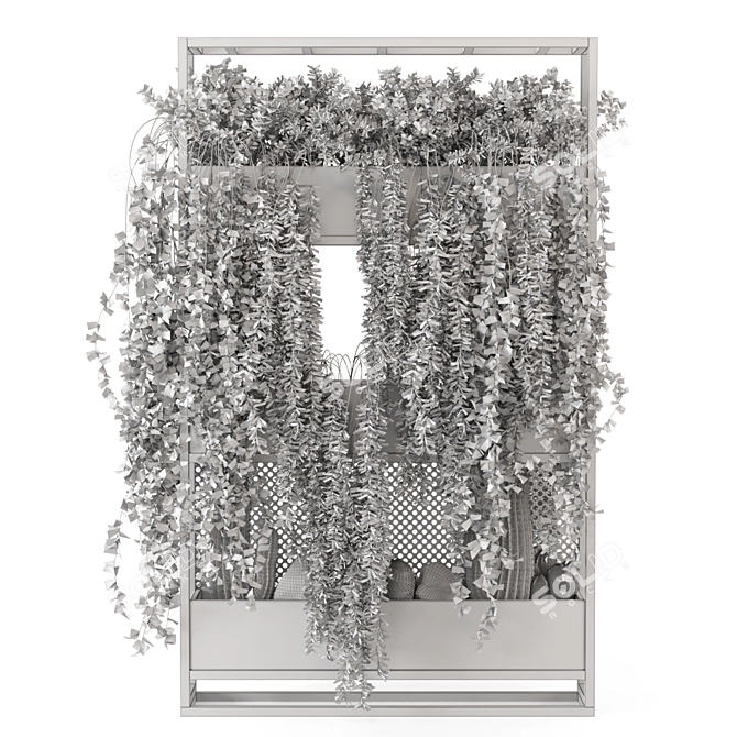 Modern Metal Stand with Hanging Indoor Plants 3D model image 7