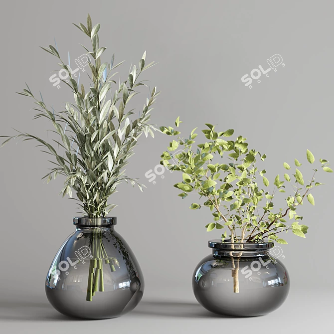 Glass Vase Bouquet Collection 3D model image 3