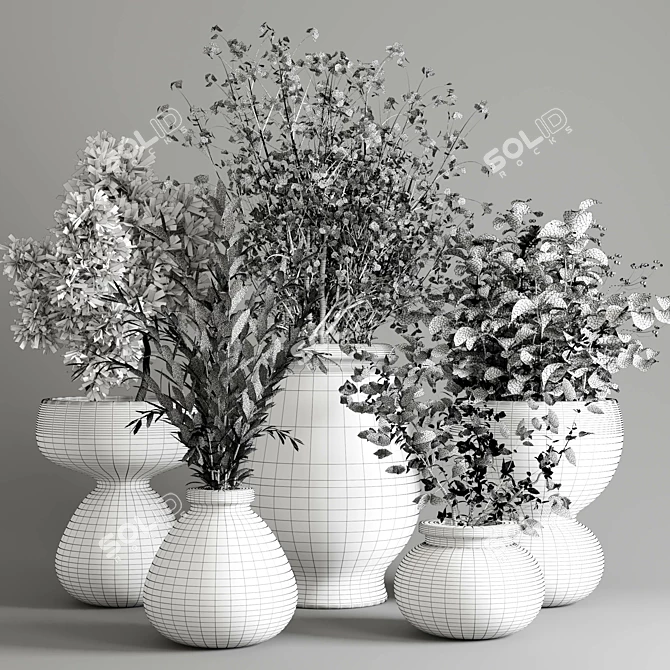 Glass Vase Bouquet Collection 3D model image 5