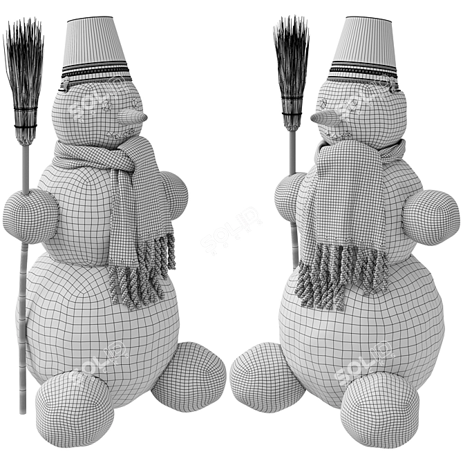 Charming Snowman Figurine 3D model image 2