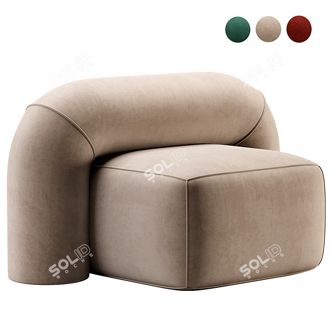 Modern Minimal Moss Armchair 3D model image 1