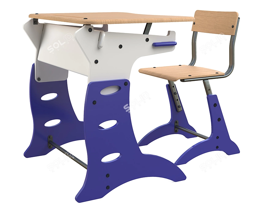 ErgoDesk: Ideal School Desk & Chair 3D model image 3