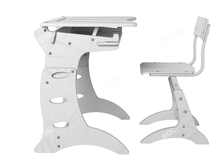 ErgoDesk: Ideal School Desk & Chair 3D model image 4