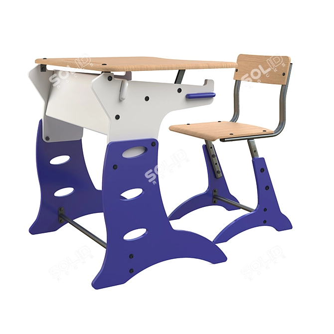 ErgoDesk: Ideal School Desk & Chair 3D model image 6