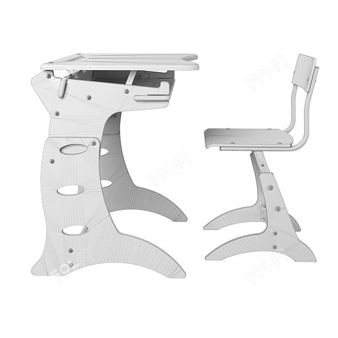 ErgoDesk: Ideal School Desk & Chair 3D model image 7
