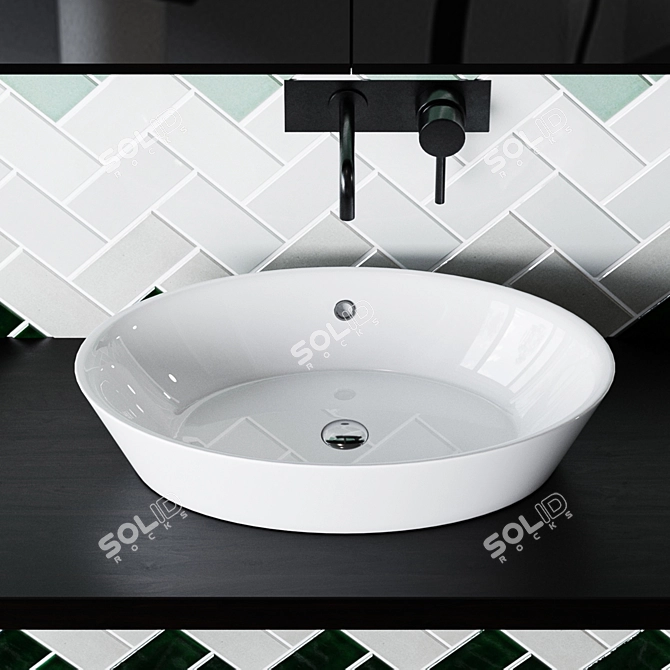 Stylish Bathroom Set: Velis Sink & Subway Tile 3D model image 2