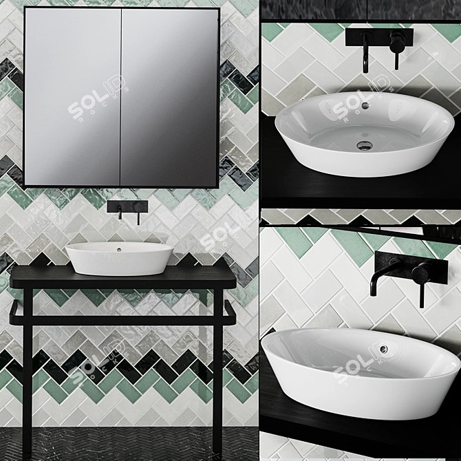 Stylish Bathroom Set: Velis Sink & Subway Tile 3D model image 5