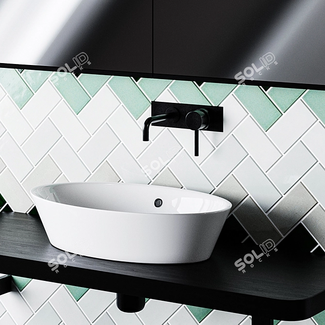 Stylish Bathroom Set: Velis Sink & Subway Tile 3D model image 7