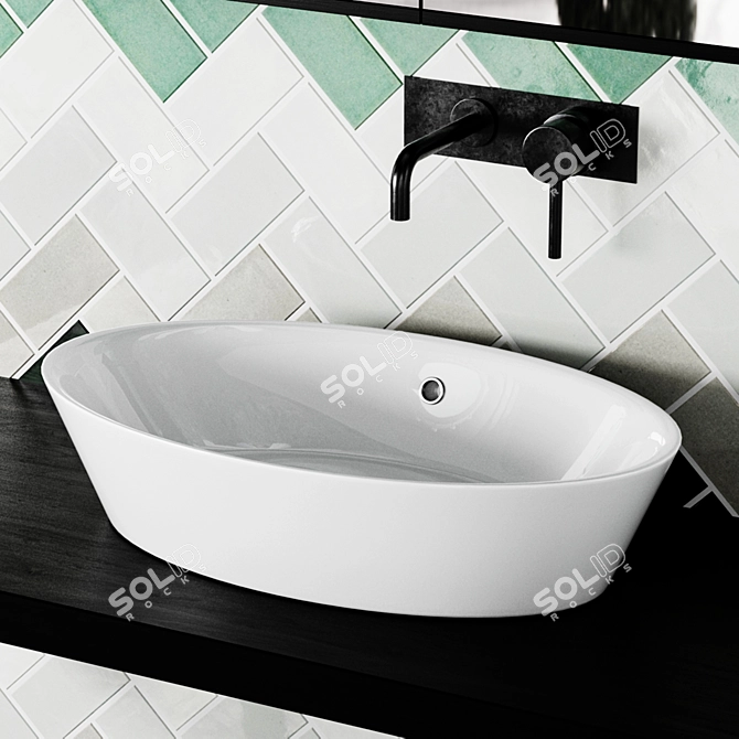 Stylish Bathroom Set: Velis Sink & Subway Tile 3D model image 8