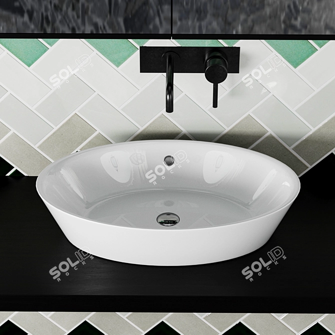 Stylish Bathroom Set: Velis Sink & Subway Tile 3D model image 9
