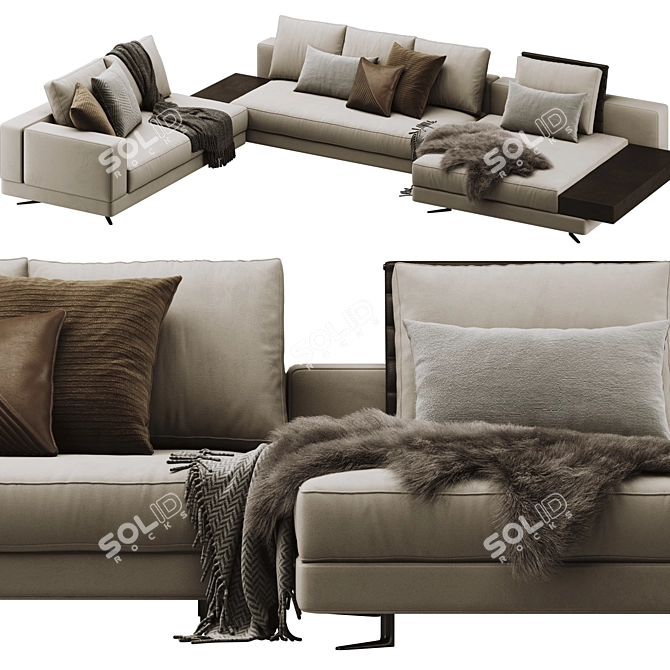 Modern Minotti White Sofa 3D model image 2