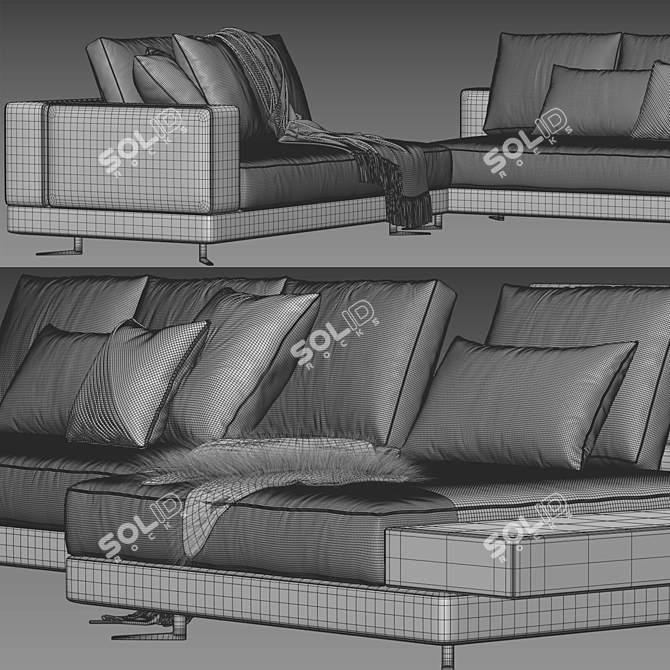 Modern Minotti White Sofa 3D model image 3