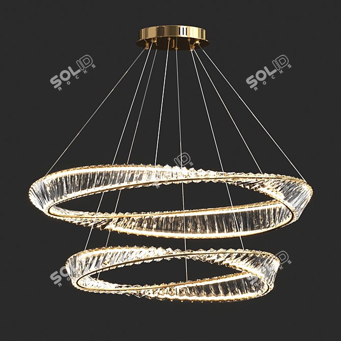 Elegant Double Ring Pendant 3D model image 1