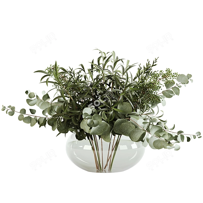 Elegant Bouquet Green 03 Floral Décor 3D model image 7