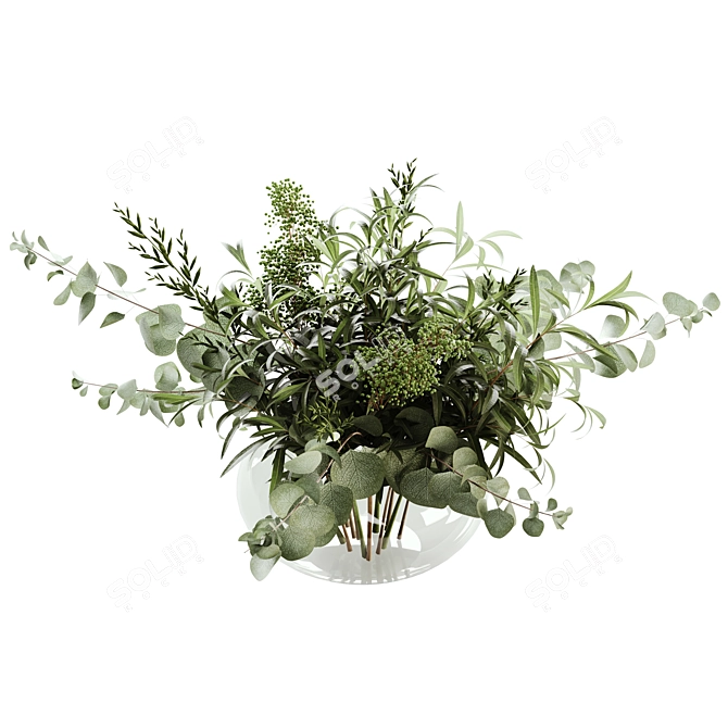 Elegant Bouquet Green 03 Floral Décor 3D model image 8