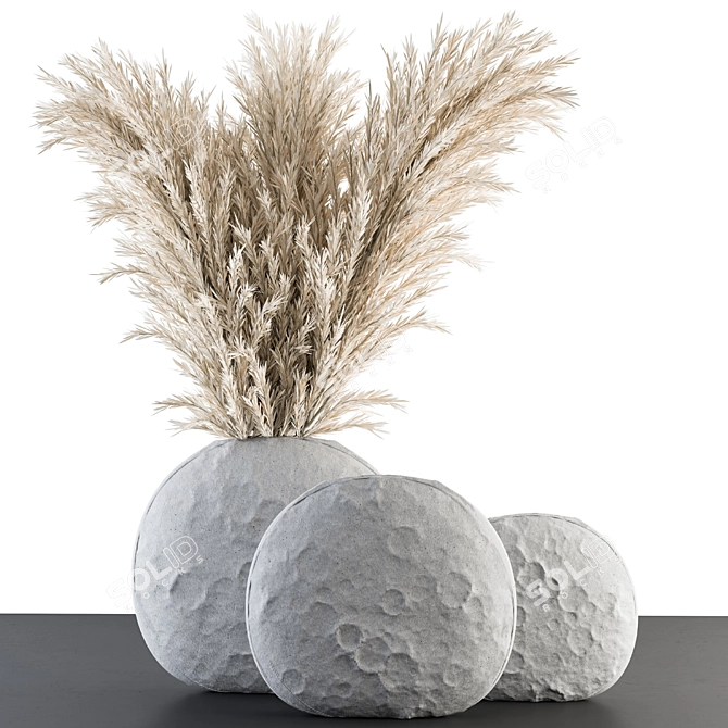 Boho Bliss: Dried Pampas Bouquet 3D model image 1