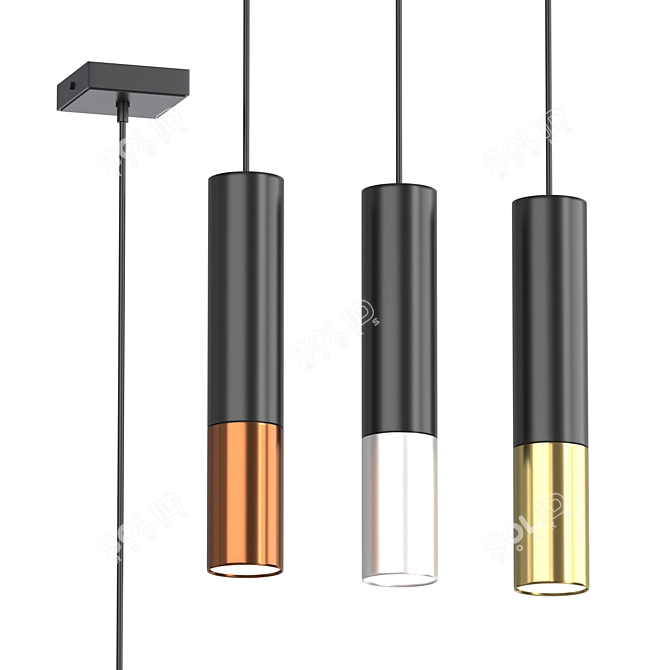 Modern Cylinder Pendant Lamp: Loopez 3D model image 1