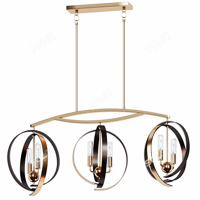 Brass & Iron Kitchen Pendant: Elegant Island Lighting 3D model image 1